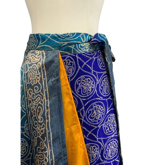 Women’s Mulitcolor Silk Wrap-Up Skirt - Size L - Picture 5 of 5